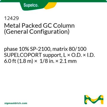 Metal Packed GC Column (General Configuration) phase 10% SP-2100, matrix 80/100 SUPELCOPORT support, L × O.D. × I.D. 6.0&#160;ft (1.8&#160;m) × 1/8&#160;in. × 2.1&#160;mm