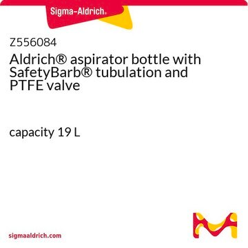 Aldrich&#174; aspirator bottle with SafetyBarb&#174; tubulation and PTFE valve capacity 19&#160;L