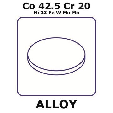 Havar&#174; - high-strength non-magnetic alloy, Co42.5Cr20Ni13FeWMoMn foil, 50mm disks, 0.01mm thickness, as rolled