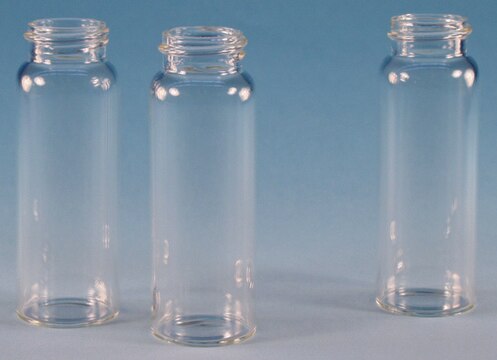 Vials, screw top, clear glass (vial only) volume 40&#160;mL, clear glass vial, thread for 24-400, pkg of 100&#160;ea