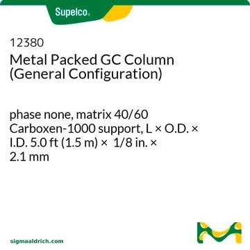 Metal Packed GC Column (General Configuration) phase none, matrix 40/60 Carboxen-1000 support, L × O.D. × I.D. 5.0&#160;ft (1.5&#160;m) × 1/8&#160;in. × 2.1&#160;mm