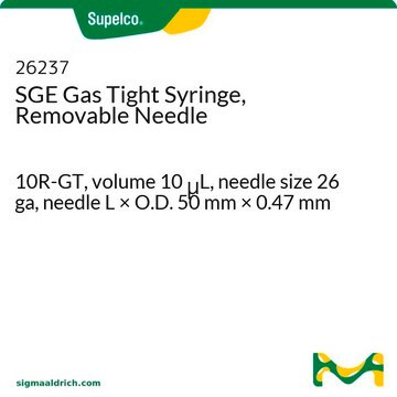 SGE Gas Tight Syringe, Removable Needle 10R-GT, volume 10&#160;&#956;L, needle size 26 ga, needle L × O.D. 50&#160;mm × 0.47&#160;mm