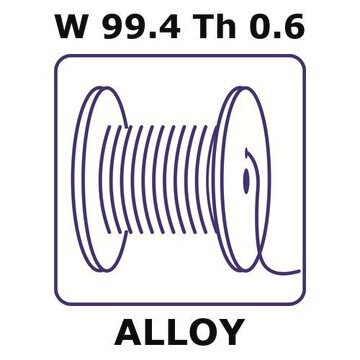 Thoriated tungsten wire, W 99.4%/Th 0.6%, 0.013&#160;mm diameter, length 10 m, temper annealed