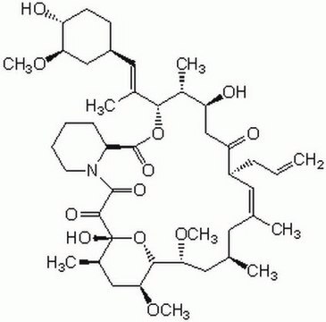 FK-506, Streptomyces sp. Immunosuppressant that blocks T cell proliferation in vitro by inhibiting the generation of several lymphokines, especially IL-2.