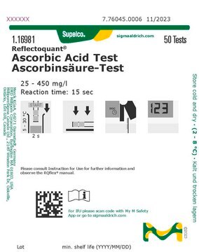 Ascorbinsäure-Test reflectometric, 25-450&#160;mg/L (ascorbic acid), for use with REFLECTOQUANT&#174;