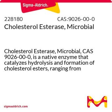 Cholesterinester, mikrobiell Cholesterol Esterase, Microbial, CAS 9026-00-0, is a native enzyme that catalyzes hydrolysis and formation of cholesterol esters, ranging from cholesterol acetate to cholesterol stearate.