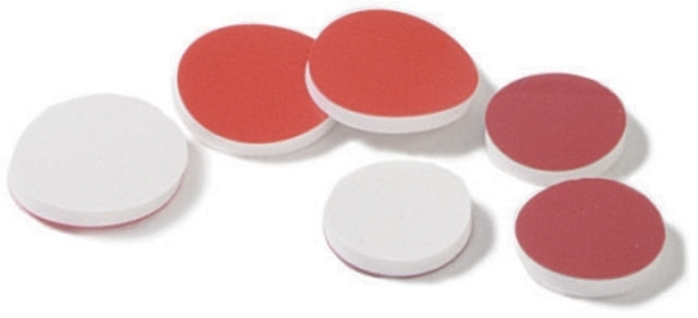 Septa, PTFE/Silicone red PTFE/white silicone, diam. 12&#160;mm, pkg of 100&#160;ea