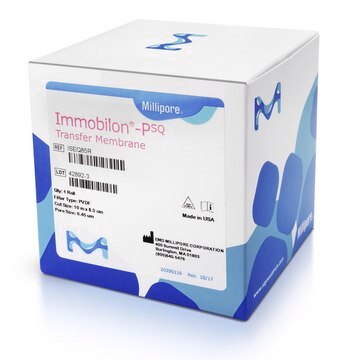 Immobilon&#174;-PSQ Membrane, PVDF, 0.2 m, 8.5 cm x 10 m roll 0.2 um filter ( 0.2 micron ) pore size Hydrophobic PVDF Transfer Membrane for western blotting using Chemiluminescence, Chromogenic or Radioactive detection methods. Comes in an 8.5 cm x 10 m roll.