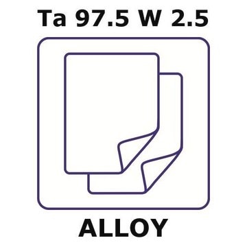 Tantalum/Tungsten foil, Ta97.5%/W 2.5%, thickness 1.0&#160;mm, size 50 × 50&#160;mm, temper as rolled