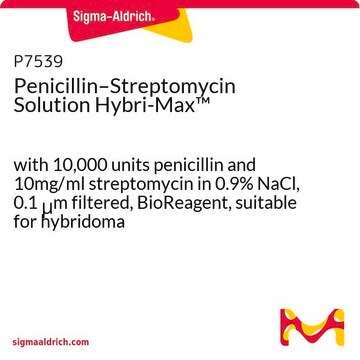 Penicillin–Streptomycin Solution Hybri-Max&#8482; with 10,000 units penicillin and 10mg/ml streptomycin in 0.9% NaCl, 0.1 &#956;m filtered, BioReagent, suitable for hybridoma