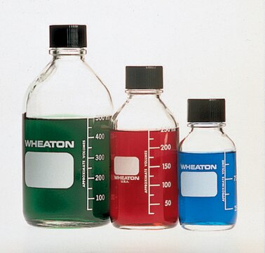 Wheaton media bottles, glass size 250&#160;mL, Rubber lined phenolic cap