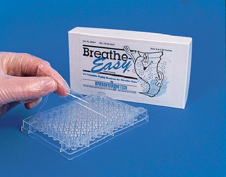 Breathe-Easy&#174; Dichtungsmembran polyurethane membrane with acrylic adhesive pre-cut to fit standard multiwell plates.