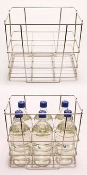 Bottle Rack 6 x 1000ml suitable for sterility testing, L × W × H 33&#160;cm × 22&#160;cm × 30&#160;cm, to hold, 6&#160;bottle(s) 1000 mL (max diam. 10 cm), stainless steel rack (1.4301 el. polished), autoclavable