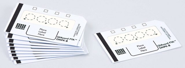 QIAcard&#8482; FTA&#8482; DMPK-Karten FTA DMPK-B card, 4 sample areas per card, pack of 100 cards