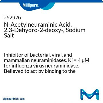 N-Acetylneuraminic Acid, 2,3-Dehydro-2-deoxy-, Sodium Salt Inhibitor of bacterial, viral, and mammalian neuraminidases. Ki = 4 &#181;M for influenza virus neuraminidase. Believed to act by binding to the catalytic site of neuraminidase as a transition state analog.