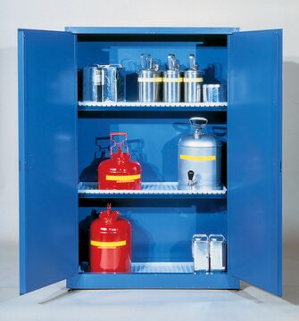 Eagle acid/corrosive/flammable-storage cabinets 45 gal, two shelves, sliding-door