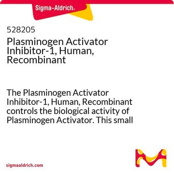 Plasminogen Activator Inhibitor-1, Human, Recombinant The Plasminogen Activator Inhibitor-1, Human, Recombinant controls the biological activity of Plasminogen Activator. This small molecule/inhibitor is primarily used for Protease Inhibitors applications.