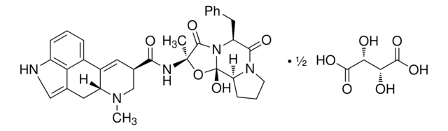 Ergotamine tartrate United States Pharmacopeia (USP) Reference Standard, monograph mol wt. 1313.41 ((C33H35N5O5)2 · C4H6O6)