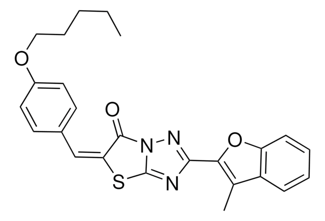 (5E)-2-(3-METHYL-1-BENZOFURAN-2-YL)-5-[4-(PENTYLOXY)BENZYLIDENE][1,3]THIAZOLO[3,2-B][1,2,4]TRIAZOL-6(5H)-ONE AldrichCPR