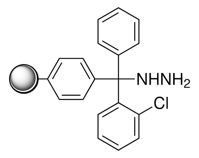 2-Chlorotrityl hydrazine, polymer-bound 100-200&#160;mesh, extent of labeling: ~0.5&#160;mmol/g loading